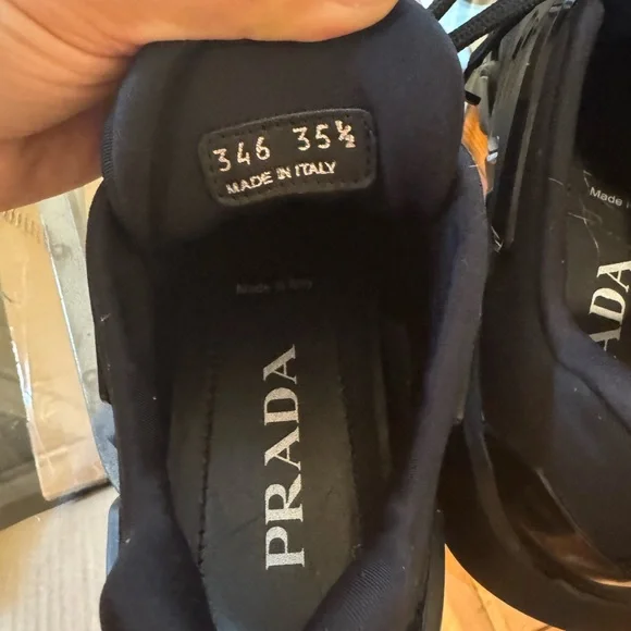❤️ Prada Techno Stretch Sneakers Black Fabric Rubber - Picture 8 of 9